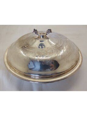 WM A Rogers Silver Plate Covered Serving Bowl Ornate Floral Canada 1124